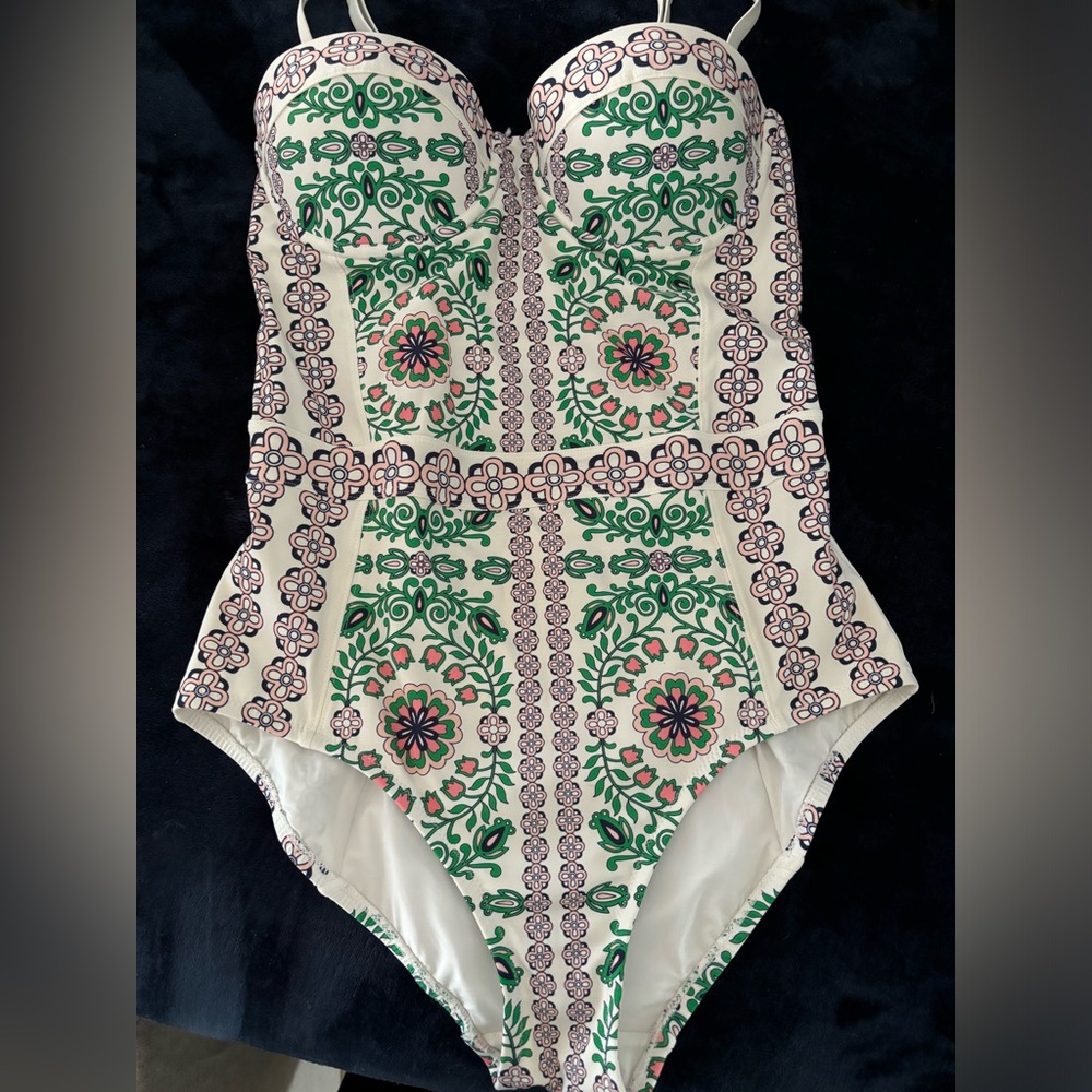 Tory Burch floral Printed underwired swimsuit.
